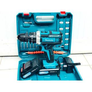 Máy khoan 2 pin makita 36v 3 chức năng có búa, máy bắt vít cam kết lõi đồng 100% - tặng kèm bộ phụ kiện 24 chi tiết