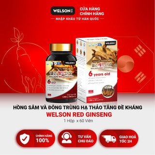 Hồng sâm và đông trùng hạ thảo tăng đề kháng Welson Red Ginseng hộp 60 viên
