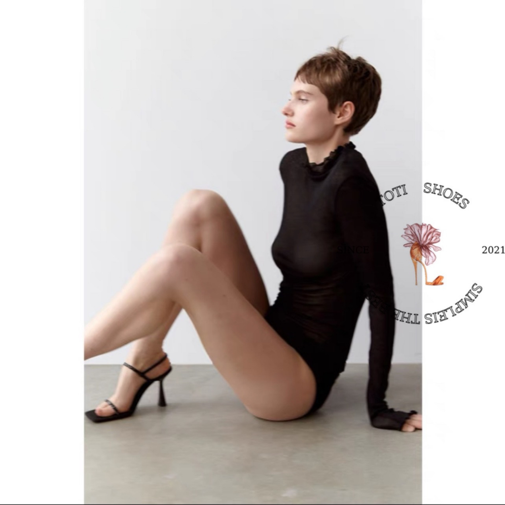 GIÀY CAO GÓT TOTIIE STORE - SANDAL QUAI NGANG MẢNH PHONG CÁCH THỜI TRANG MŨI VUÔNG G2304220