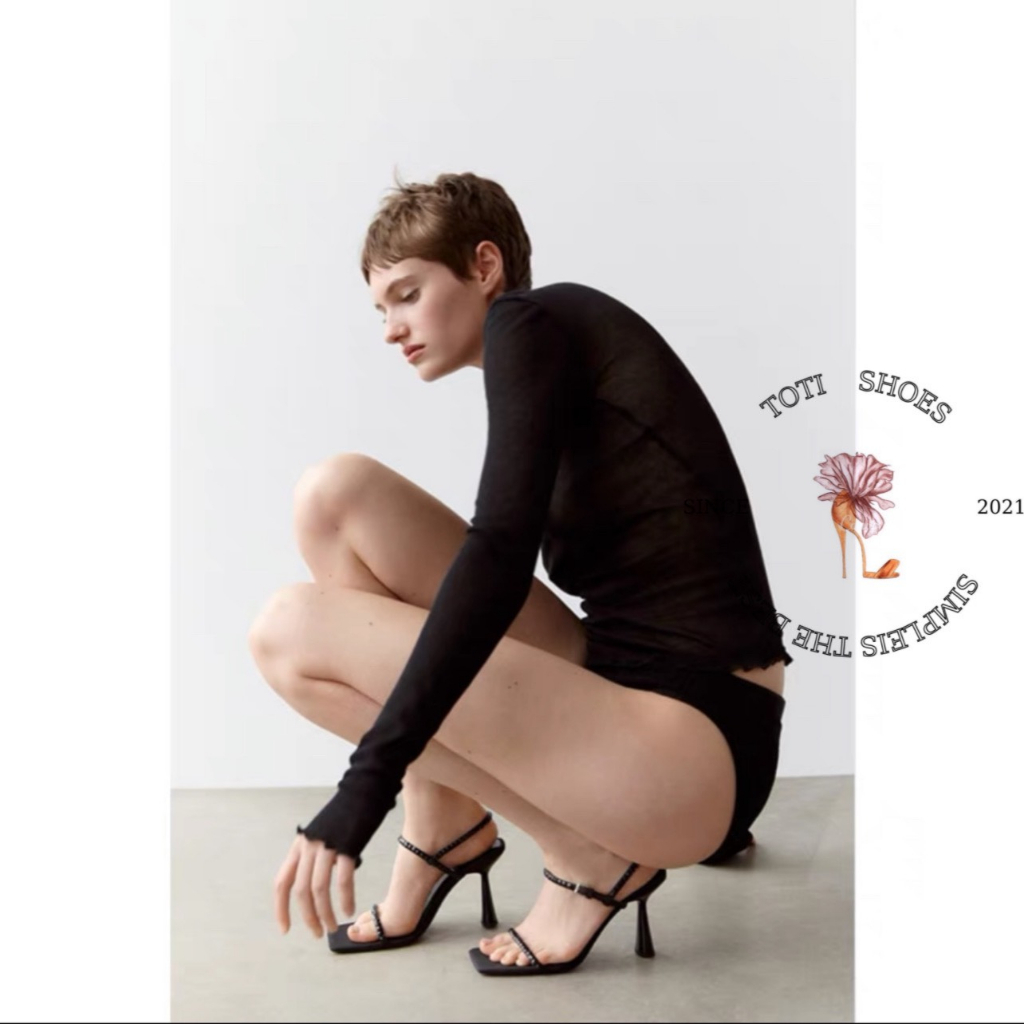 GIÀY CAO GÓT TOTIIE STORE - SANDAL QUAI NGANG MẢNH PHONG CÁCH THỜI TRANG MŨI VUÔNG G2304220