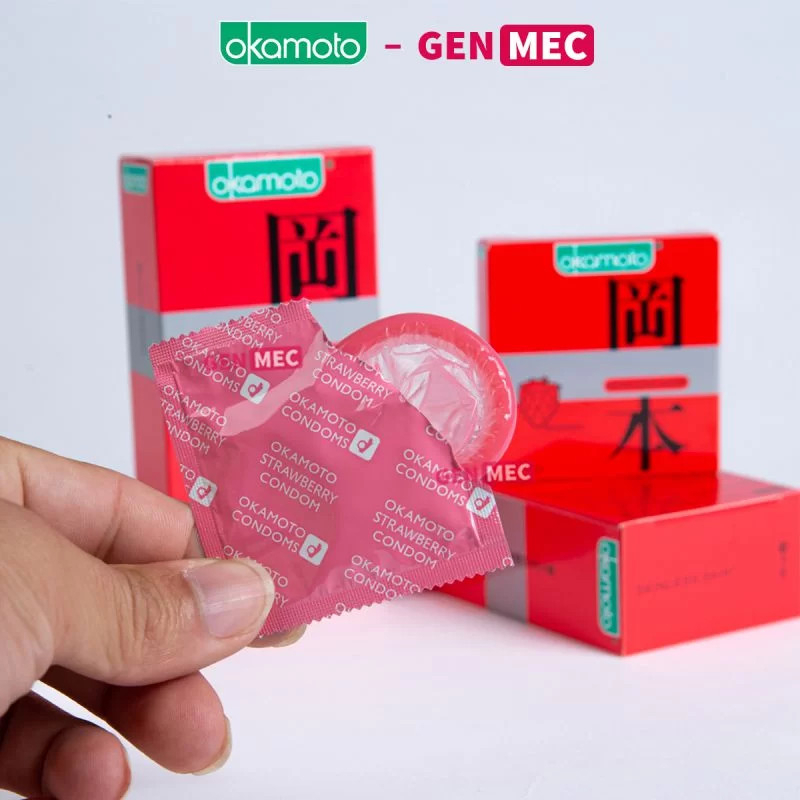 Bao cao su Okamoto Orange Super Lubricate hộp 10 cái nội địa Nhật Bản hương cam, dâu