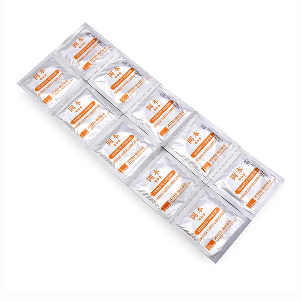 Bao cao su Okamoto Orange Super Lubricate hộp 10 cái nội địa Nhật Bản hương cam, dâu