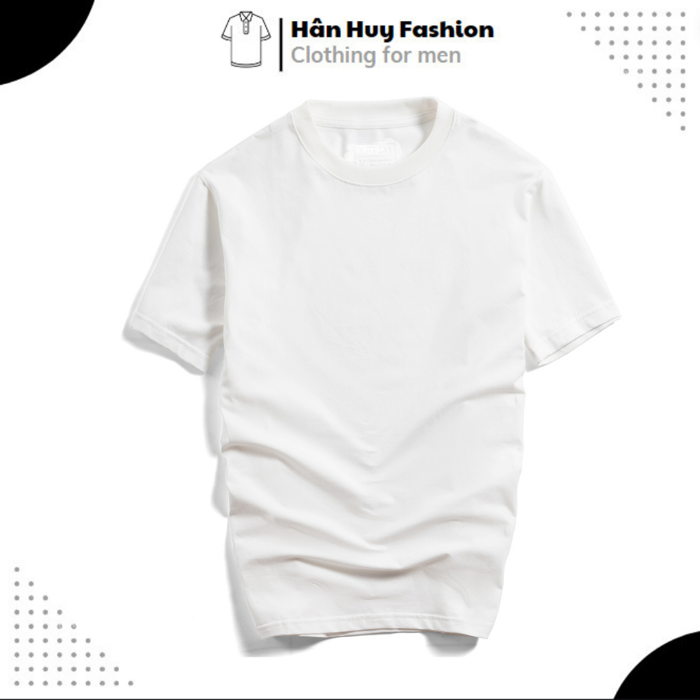 Áo thun nam cổ tròn vải Cotton co giãn 4 chiều ,dày dặn, form regular fit thoải mái - hanhuyfashion