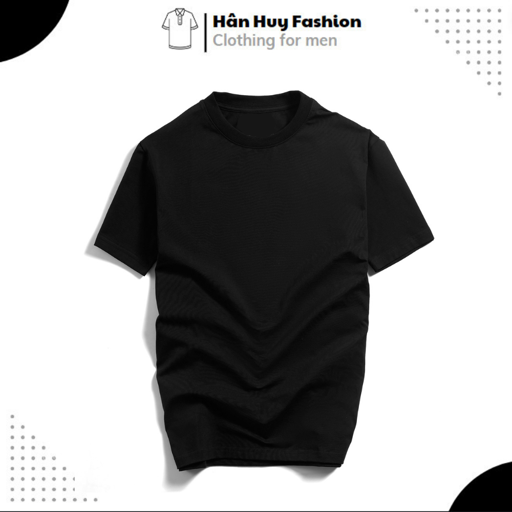 Áo thun nam cổ tròn vải Cotton co giãn 4 chiều ,dày dặn, form regular fit thoải mái - hanhuyfashion