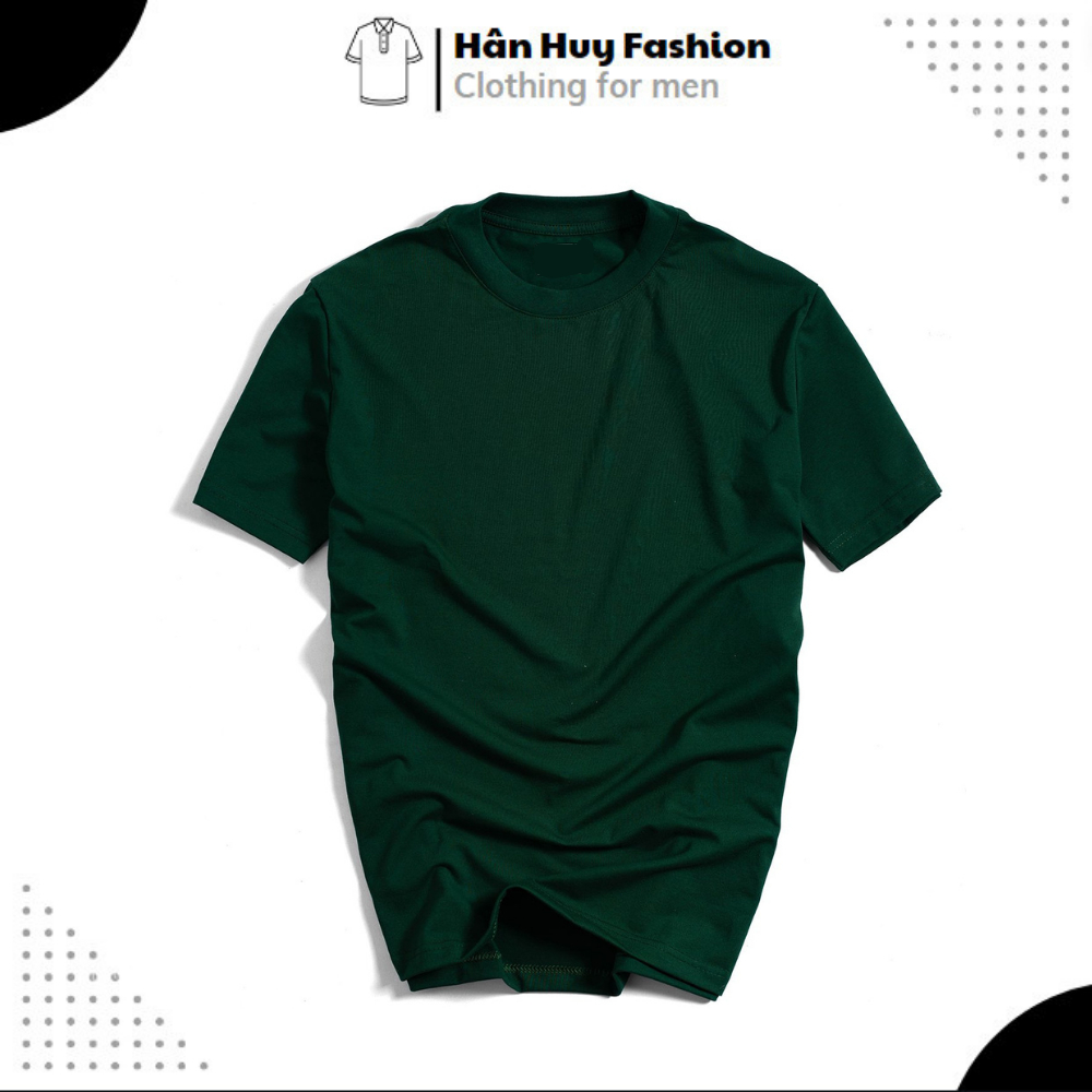 Áo thun nam cổ tròn vải Cotton co giãn 4 chiều ,dày dặn, form regular fit thoải mái - hanhuyfashion