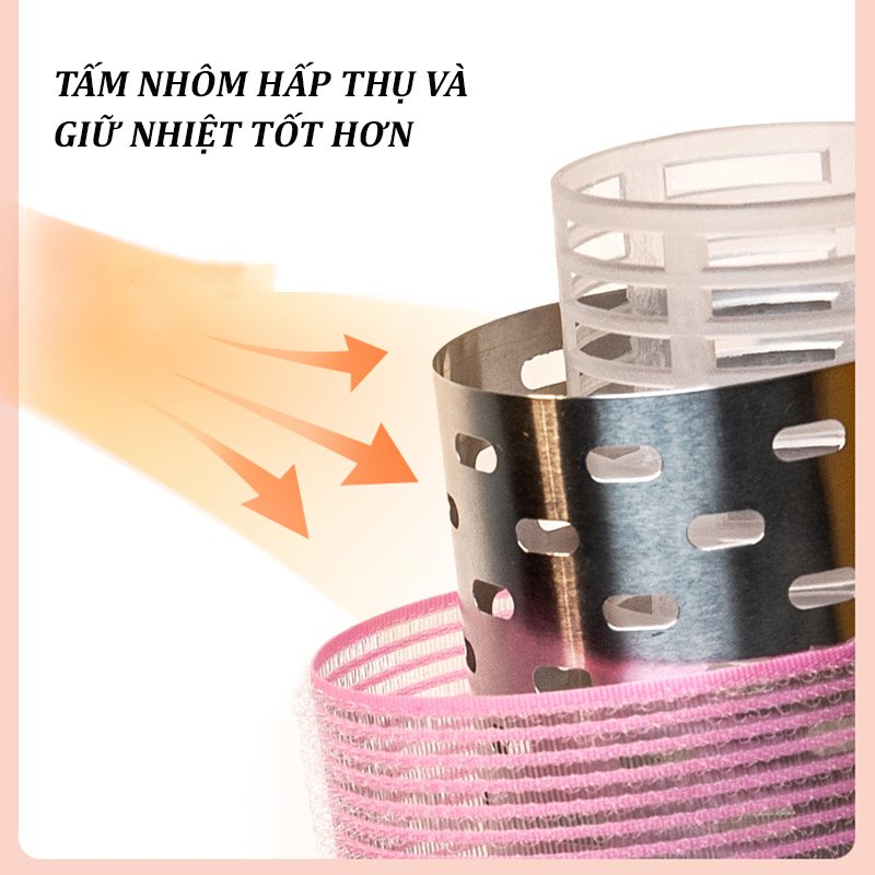 Lô cuốn uốn phồng tóc mái tự dính lõ nhôm 12cm tạo kiểu làm đẹp cao cấp phong cách Hàn Quốc dễ thương BOLITA