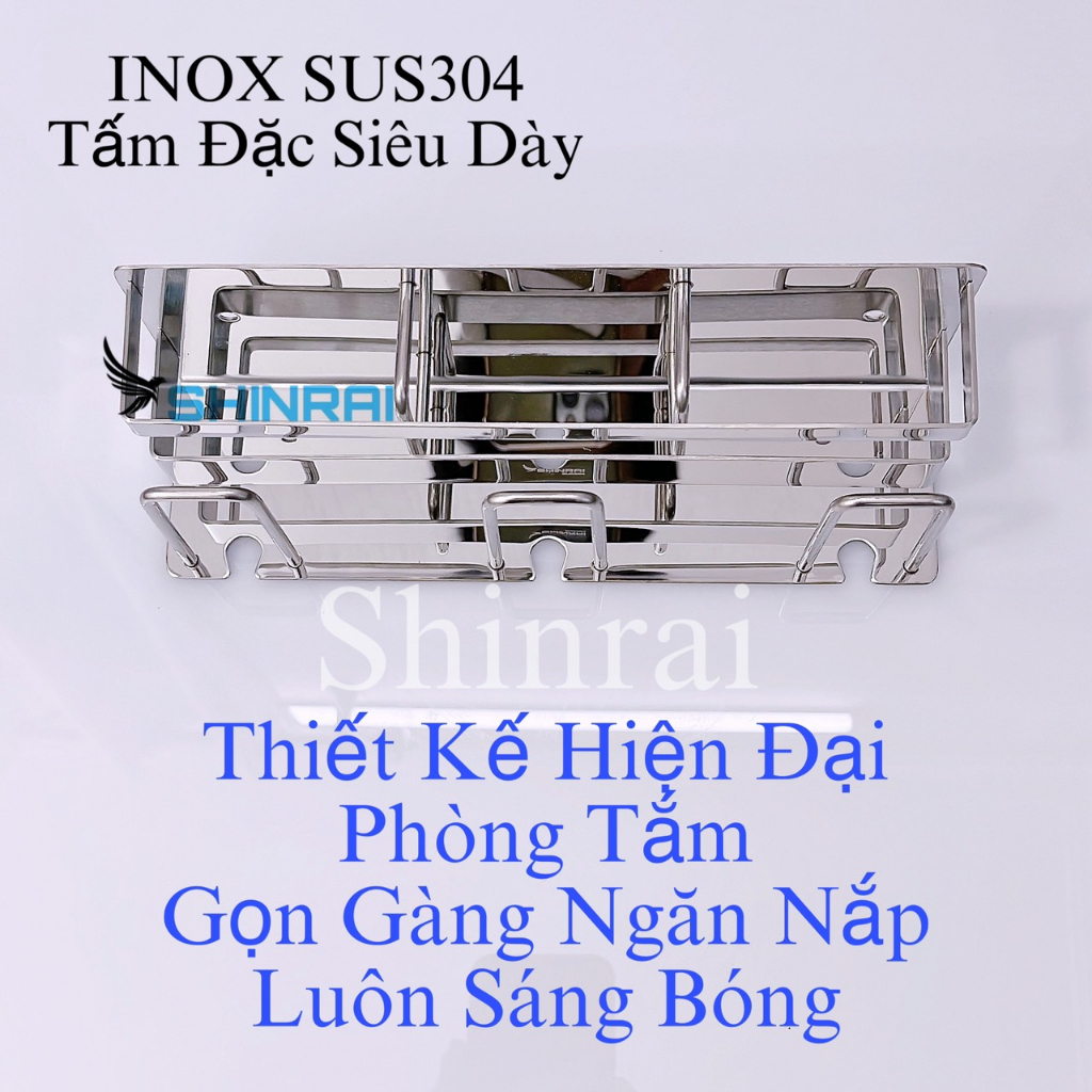 Kệ Để Bàn Chải , Tuýp Kem Đánh Răng INOX304 Bạc Gương Dán Tường 3 Cốc
