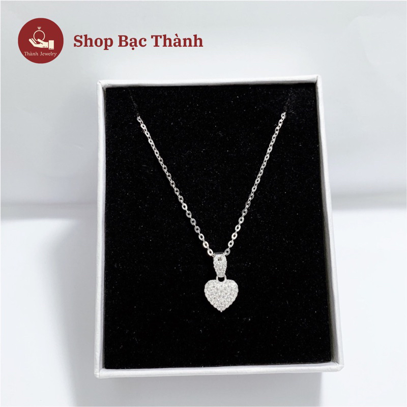 Dây Chuyền nữ Bạc Ta Mặt trái tim full đá ( Có Bảo Hành Làm Sáng, Ảnh Thật )