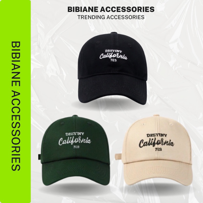 Mũ Lưỡi Trai Unisex Nam Nữ Thêu Hình Chữ CALIFORNIA Phong Cách Hàn Quốc BIBIANE ACCESSORIES
