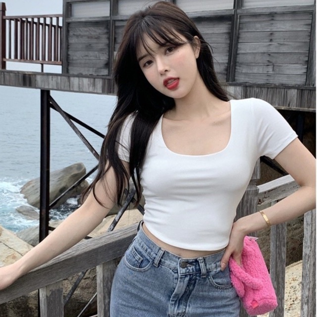 Áo croptop nữ cổ tròn tay lỡ chất cotton co giãn thoáng mát mặc mùa hè siêu thoải mái phong cách hàn quốc A04