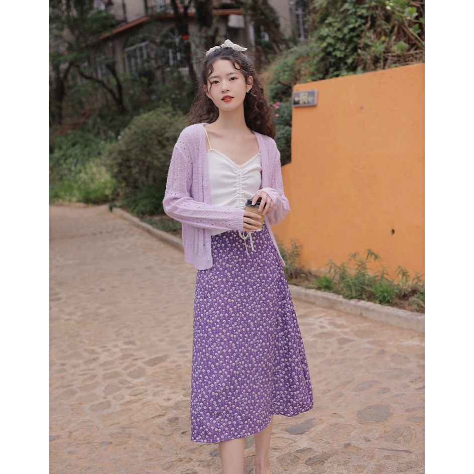 sẵn 🌸 Chân váy hoa nhí tím mộng mơ | 𝑫𝒓𝒆𝒔𝒔 𝒃𝒚 𝑫𝒆 𝑷𝒐𝒔𝒚