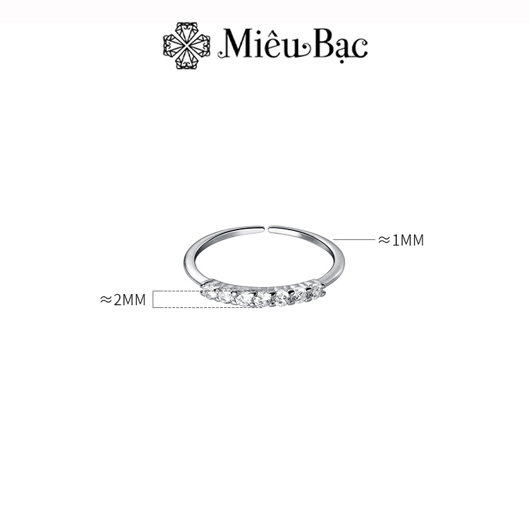 Nhẫn bạc nữ Miêu Bạc đính đá bản hở đẹp đơn giản chất liệu s925 phụ kiện trang sức xinh MN12
