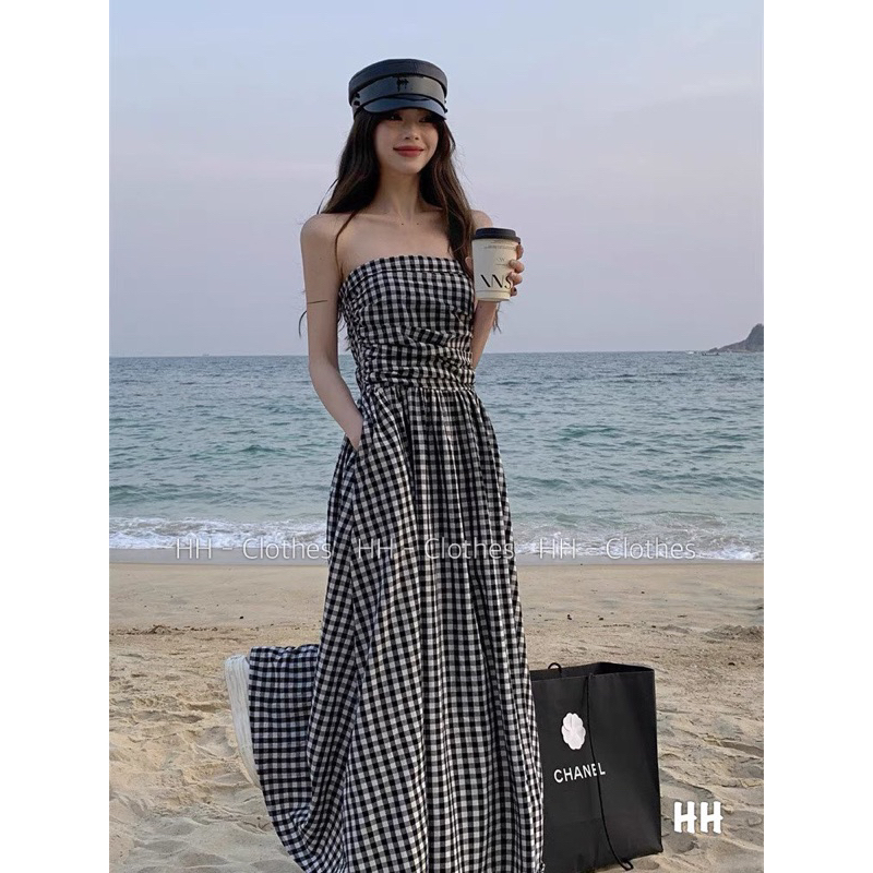 Váy Quây Caro Chun Ngực Dáng Dài H2 • Melanie Boutique