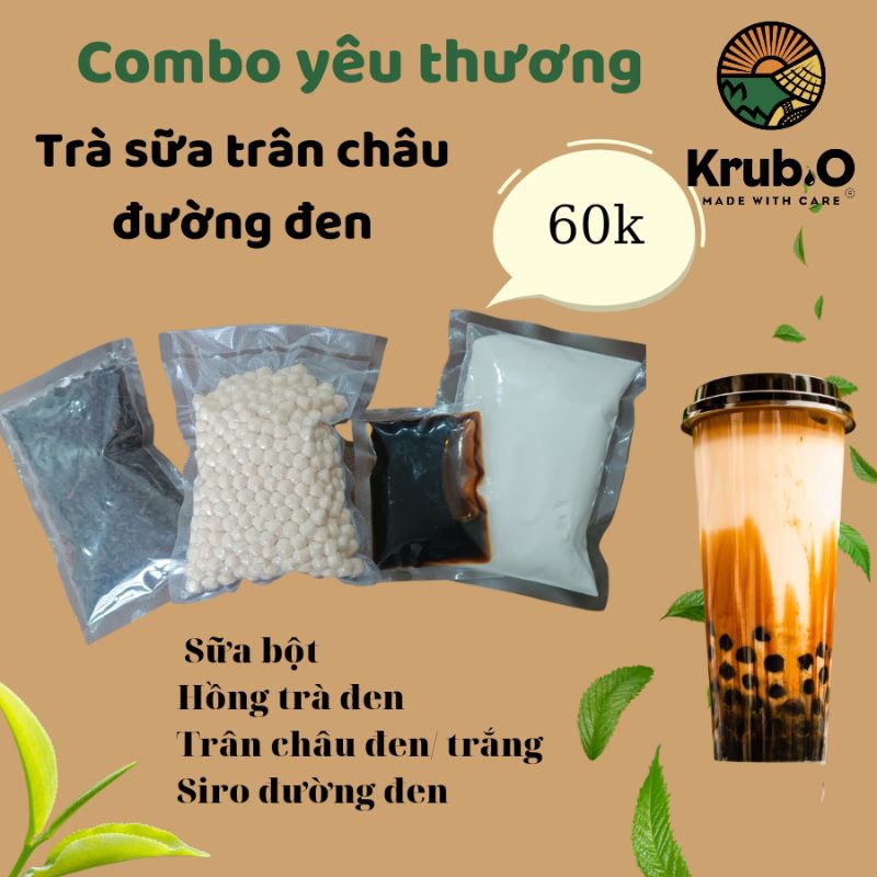 Set trà sữa trân châu đường đen Pha được 8-10 cốc