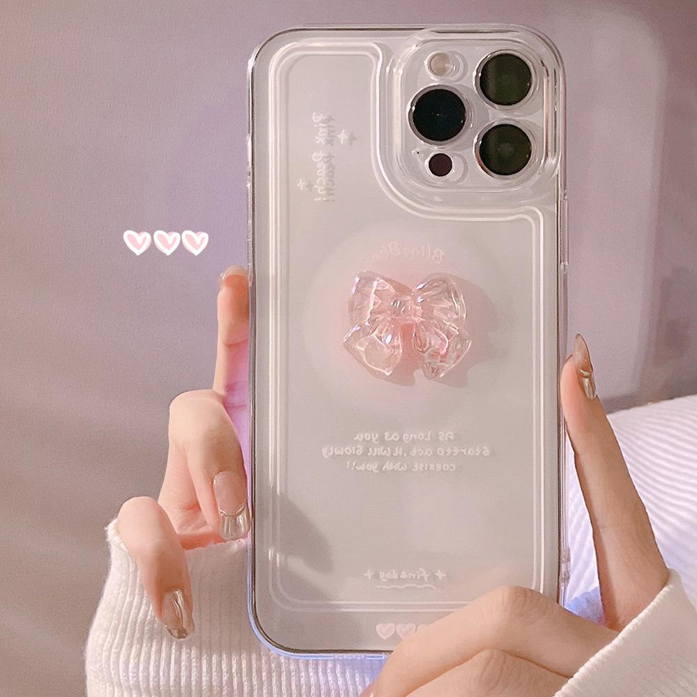 Ốp lưng dẻo viền vuông gắn nơ 7plus 8plus x xs xsmax 11 12 13 14 plus pro promax