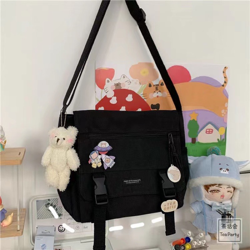 Túi Đeo Chéo canvas Sức Chứa Lớn Nhiều Túi Dành , Túi đeo Vai Cho Học Sinh (Không Kèm Phụ Kiện)