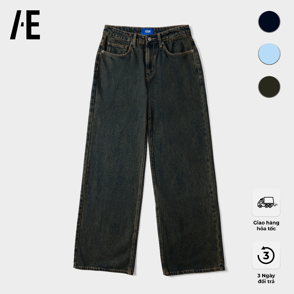 Quần jeans ống rộng loe cho nam thương hiệu Aesir ( Đen washed/Xanh dương/Mù tạt )
