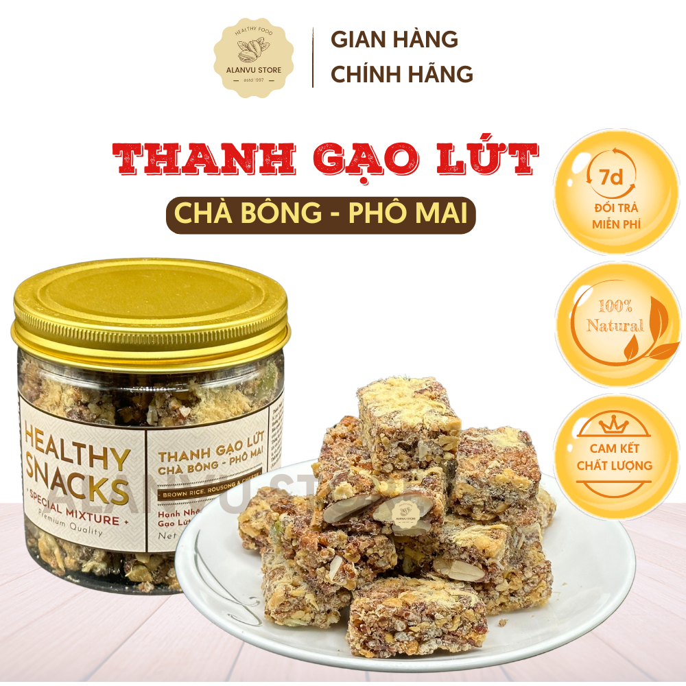 Thanh Cốm Gạo Lứt Chà Bông Hỗ Trợ Ăn Kiêng Ăn Vặt Văn Phòng Thơm Ngon Bổ Sung Dinh Dưỡng Hộp 110g
