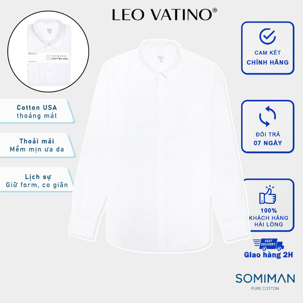 Áo sơ mi nam Cotton USA cao cấp mát co giãn form tiêu chuẩn, mềm mịn ưa da SMLIFE02-m11 - Leo Vatino