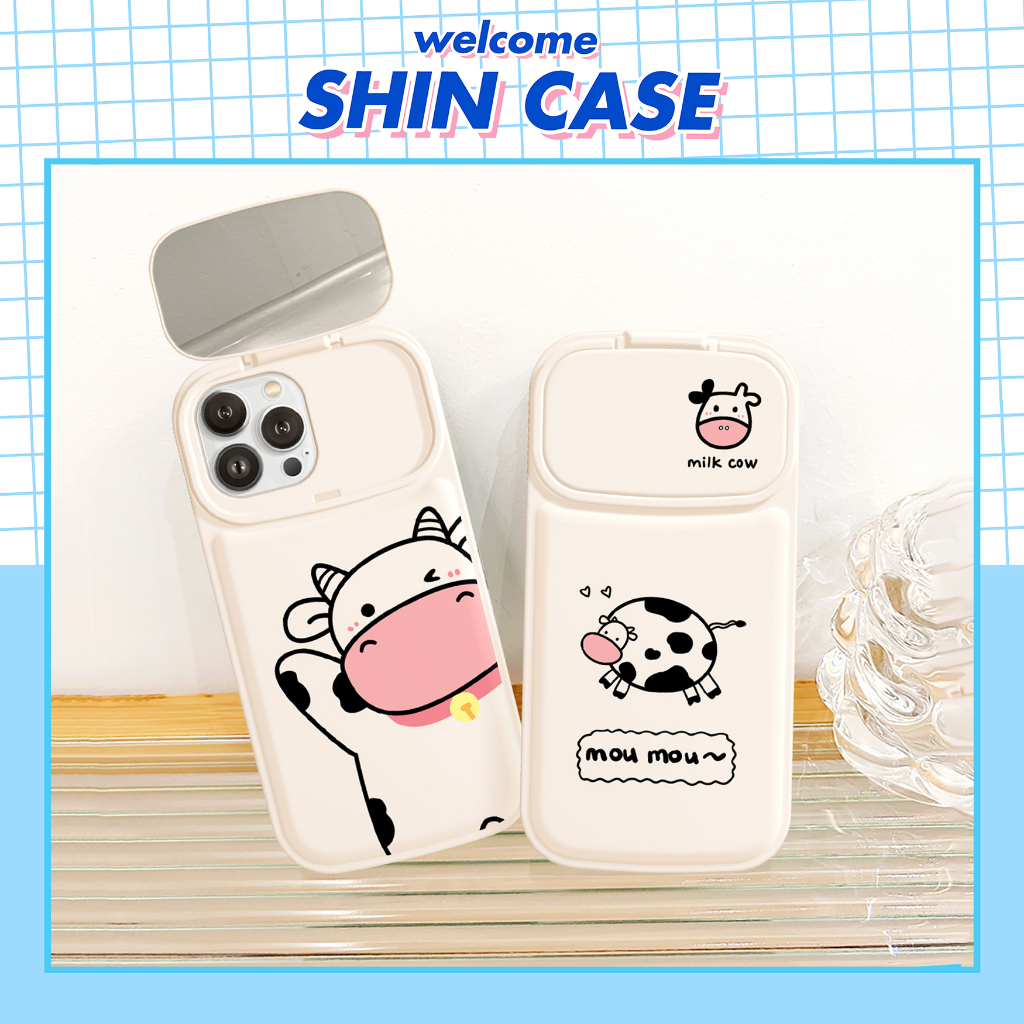 Ốp lưng iphone gương selfie Milk Cow 6/6plus/6s/6splus/7/7plus/8/8plus/x/xs/11/12/13/14/pro/max/promax/plus/Shin/case