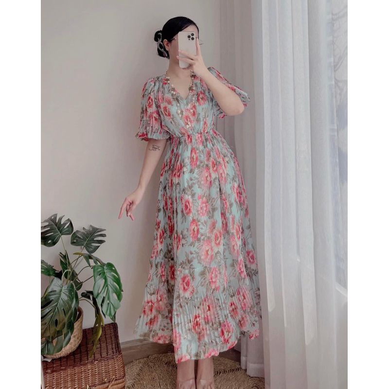 Váy hoa dập ly siêu xinh