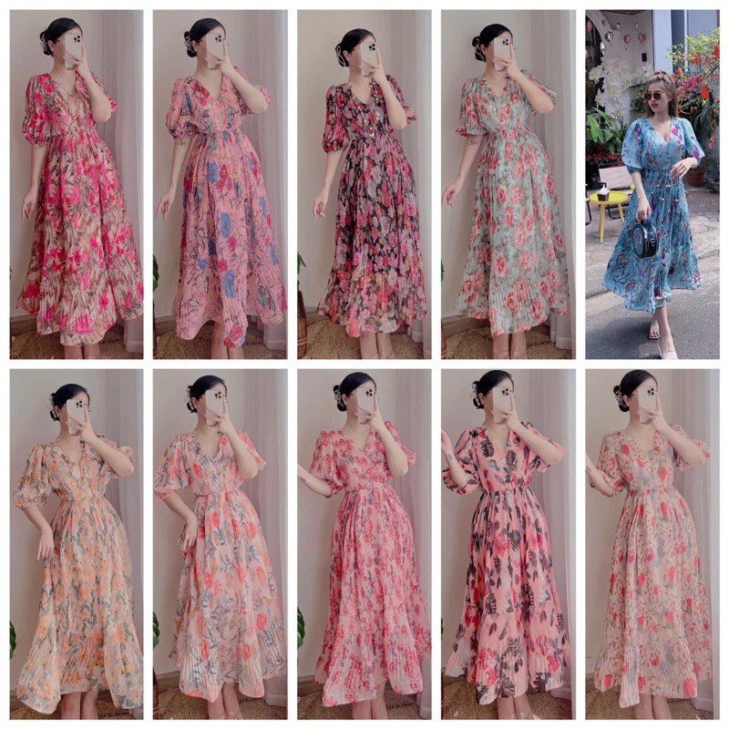 Váy hoa dập ly siêu xinh