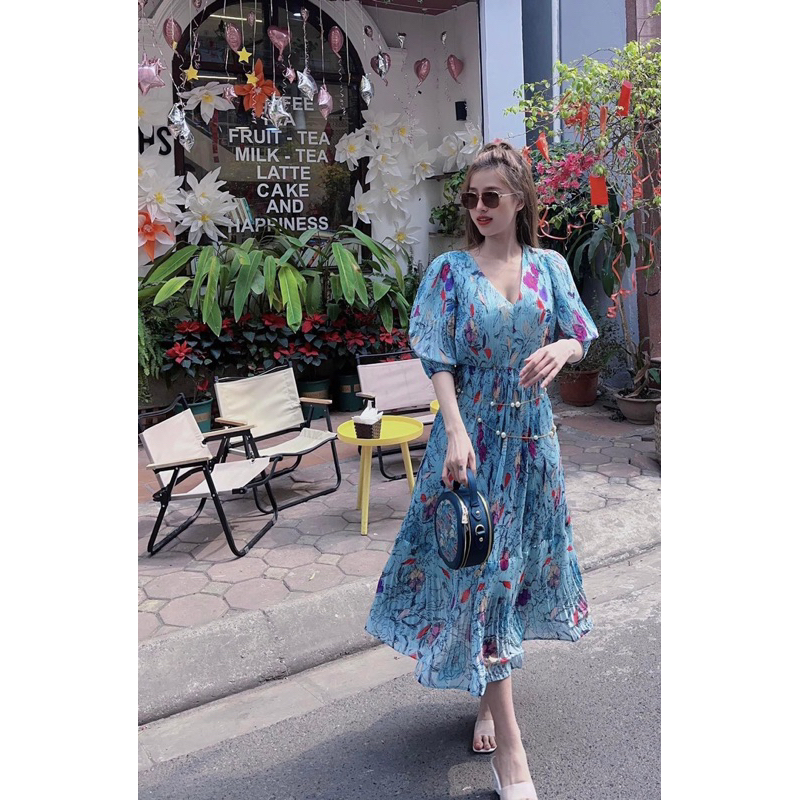 Váy hoa dập ly siêu xinh