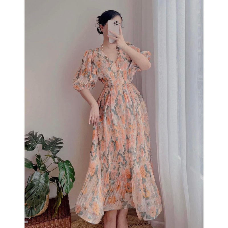 Váy hoa dập ly siêu xinh