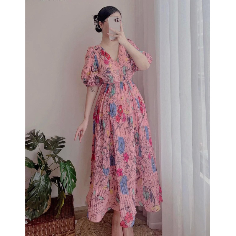 Váy hoa dập ly siêu xinh