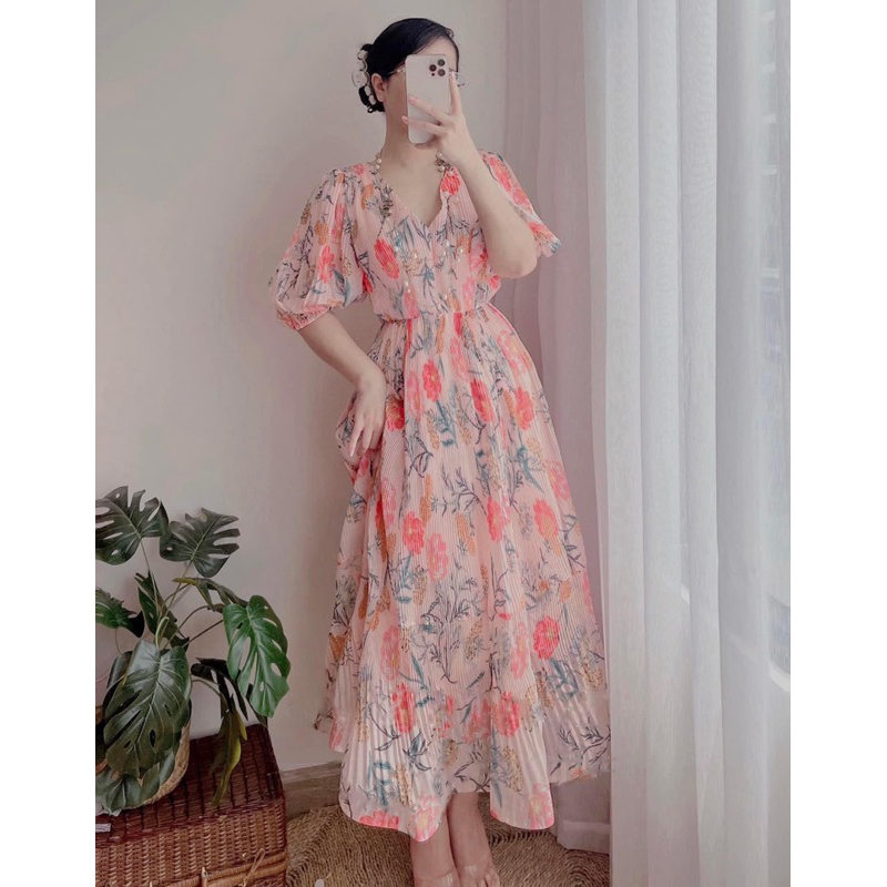 Váy hoa dập ly siêu xinh