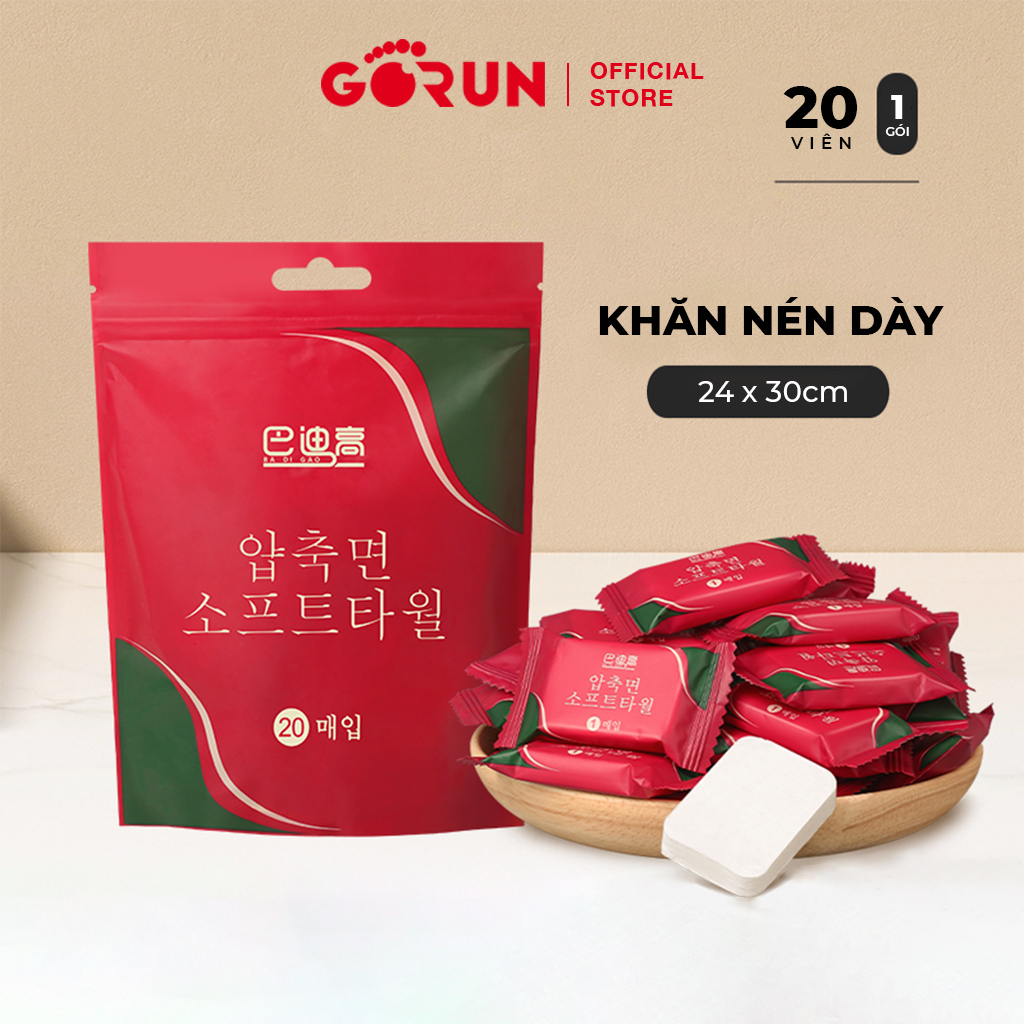 Túi 20 khăn giấy nén dạng viên kẹo hình vuông Hàn Quốc đa năng tiện lợi khi chơi thể thao đi du lịch đi chơi đi làm