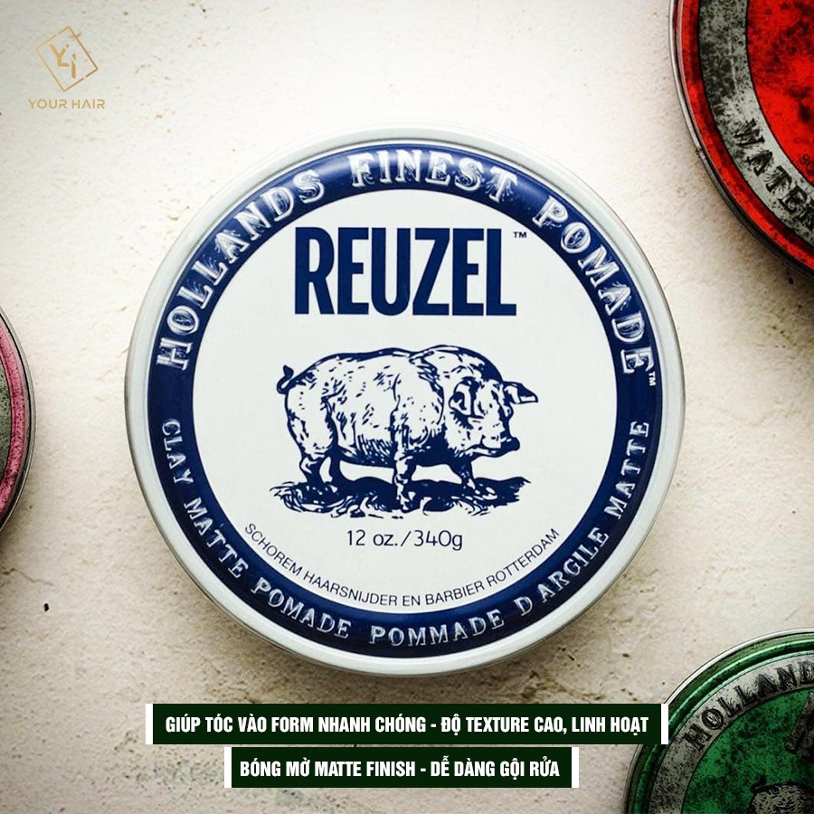 SÁP REUZEL GIỮ NẾP TRUNG BÌNH KHÔNG BÓNG CLAY MATTE POMADE 35G-113G-340G
