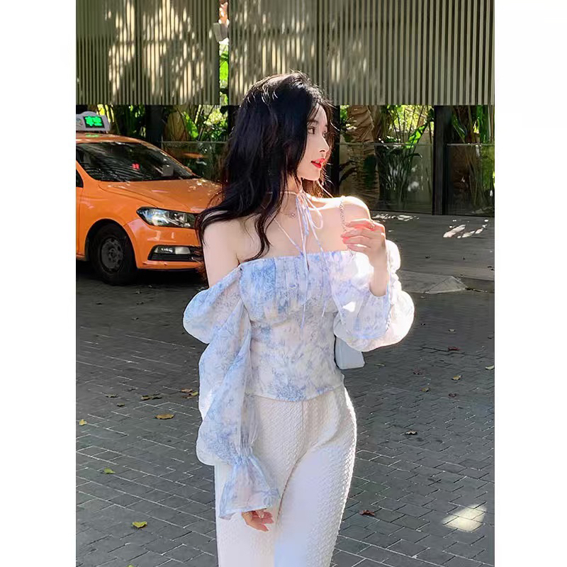 (H212) Áo Voan Siêu Mỏng Chun Cổ Trễ Vai Thời Trang Mùa Hè❤️