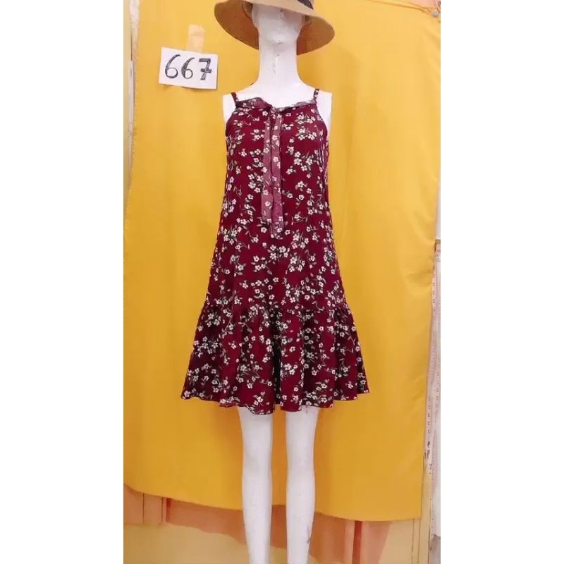 đầm sơmi hoa 2 dây size S. S667