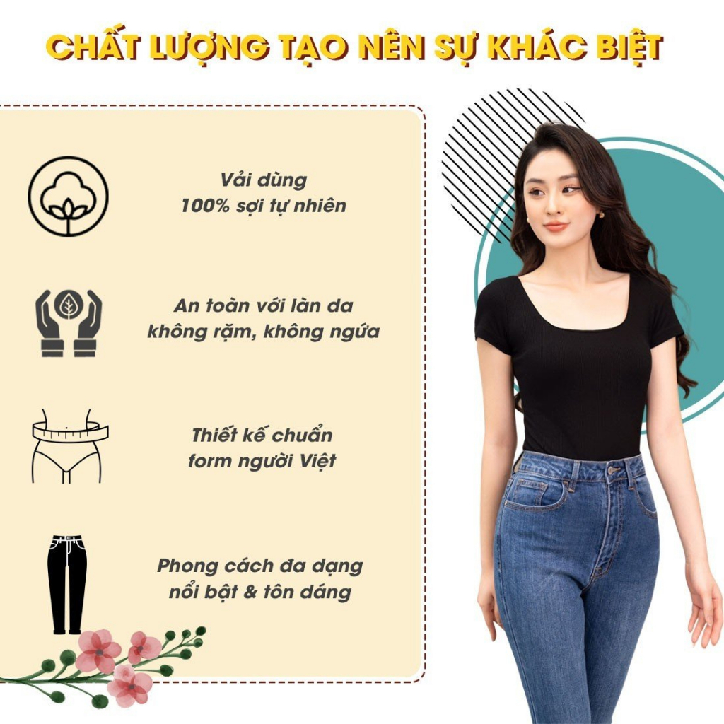 Áo thun nữ tay dài cổ cao 3 phân chất liệu vải gân mềm mại co giãn CS01, CT JEANS