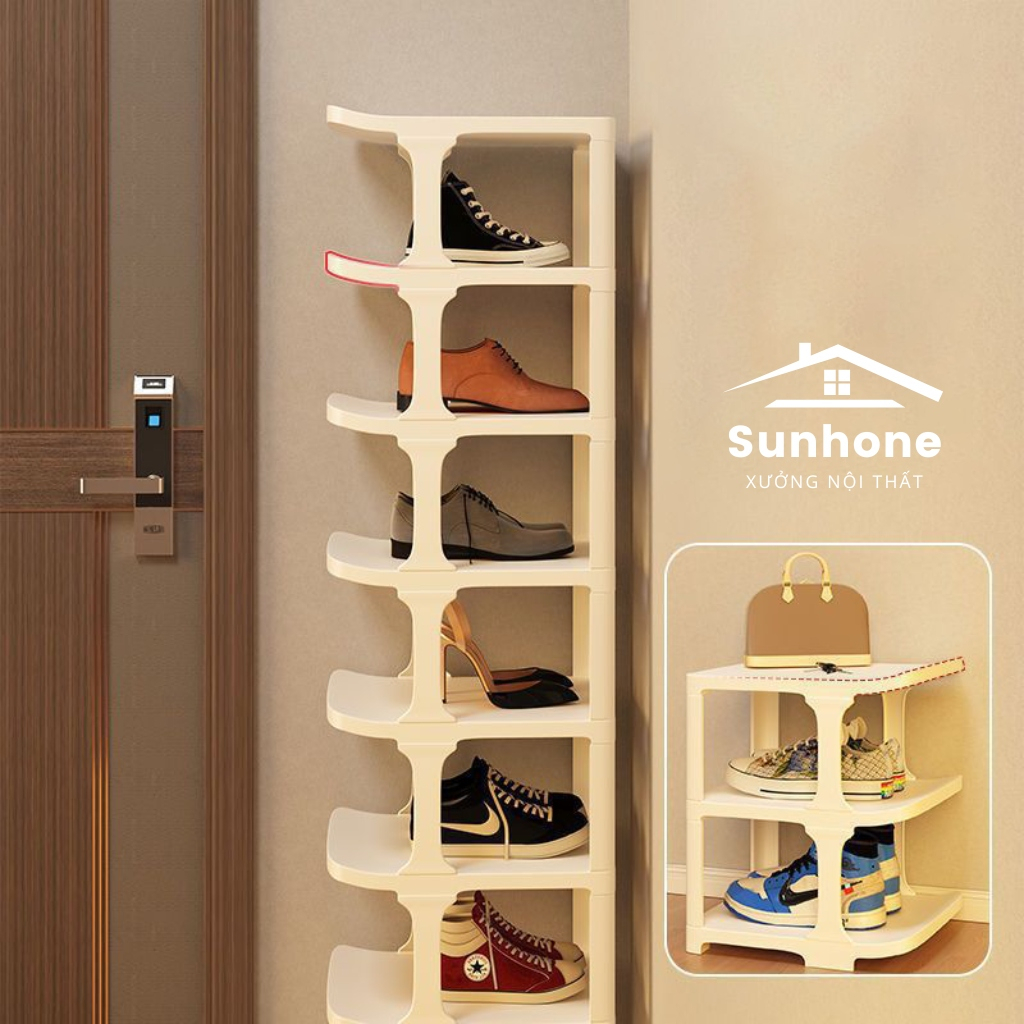 Kệ để giày dép 5 tầng chữ I, giá đựng giày dép đa năng bằng nhựa hàng cao cấp - Sunhome