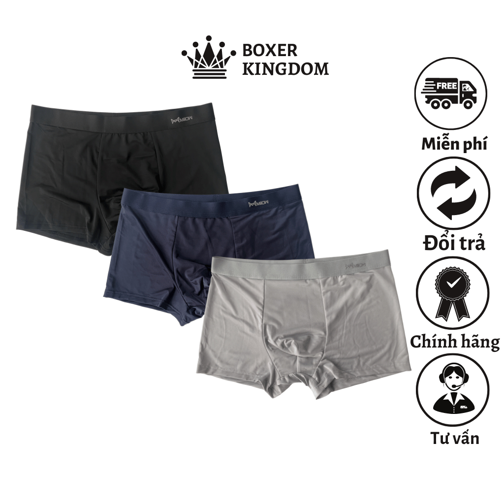 Combo 3 quần lót sịp nam Miiow, quần lót nam BOXERKINGDOM bằng lụa quần lót thoáng khí, thoáng mát