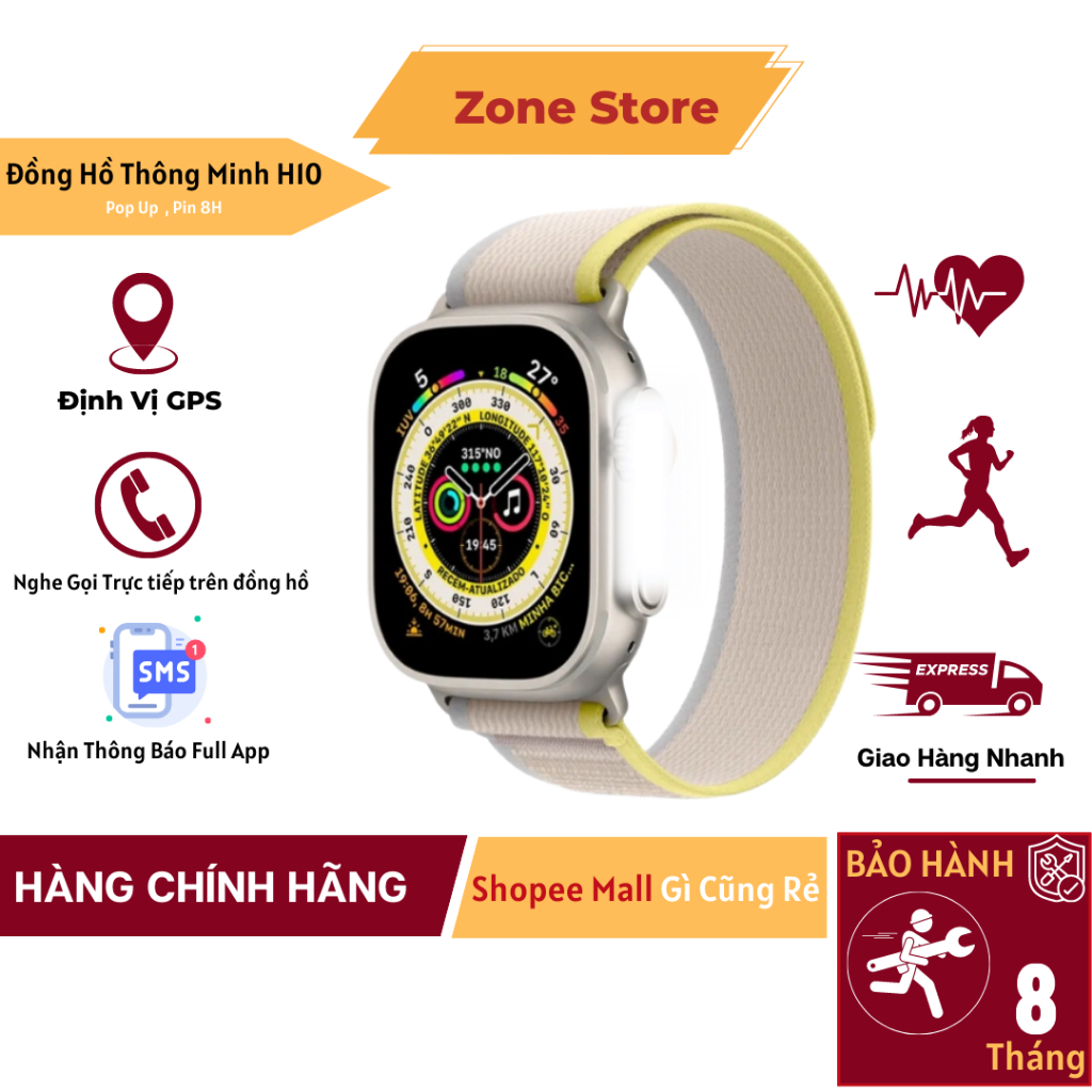 Đồng Hồ Thông Minh Watch 10 Ultra Nghe Gọi, Hiện Thông Báo Tin Nhắn, Theo Dõi Sức Khỏe, Hỗ Trợ Thể Thao- TECHZONE MALL