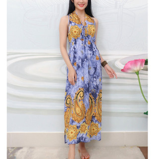 Váy trung niên maxi đi biển mua hè, mặc ở nhà BIG SIZE - Đầm trung niên maxi dáng dài thoáng mát tặng Mẹ U40 MX050
