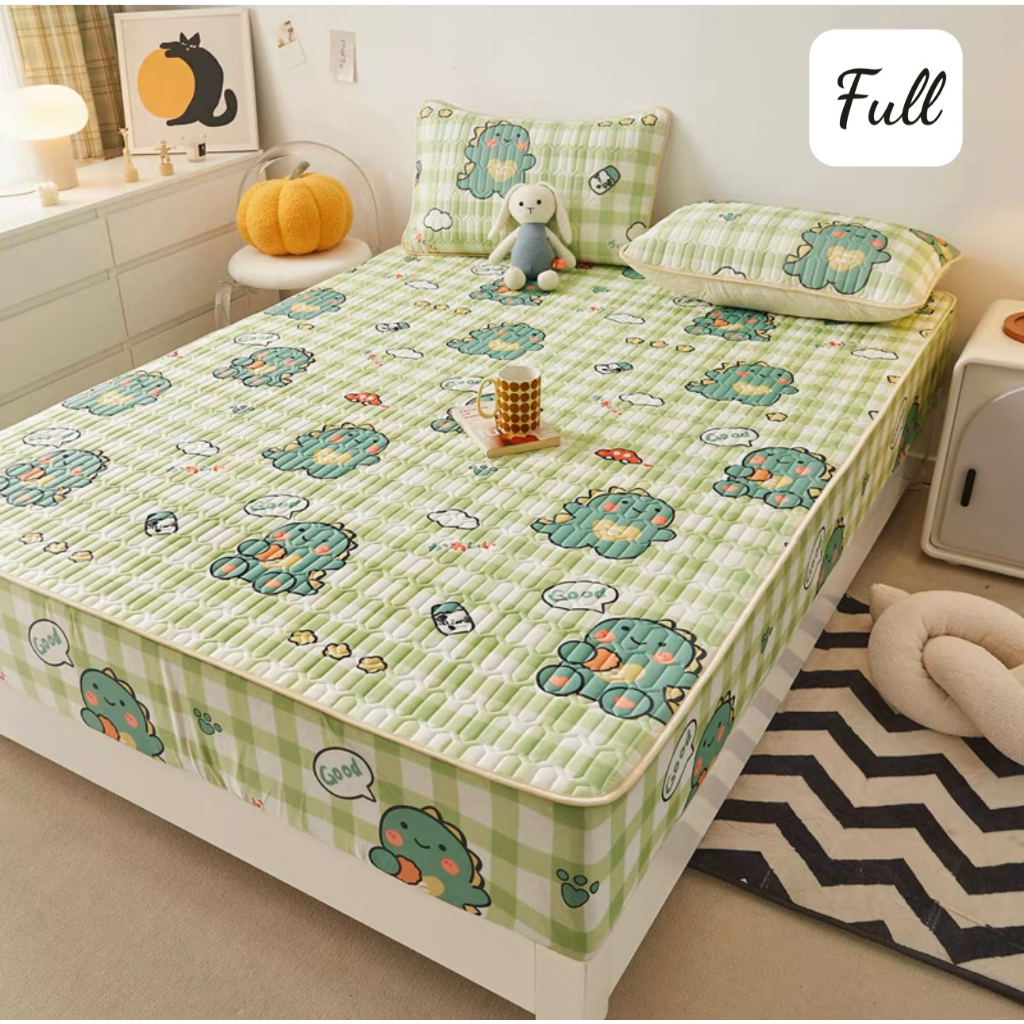 Chiếu điều hòa cao su non, chiếu ca su non bo chun bọc đệm cao đến 30cm mềm mịn mát tặng kèm 2 vỏ gối cùng mầu