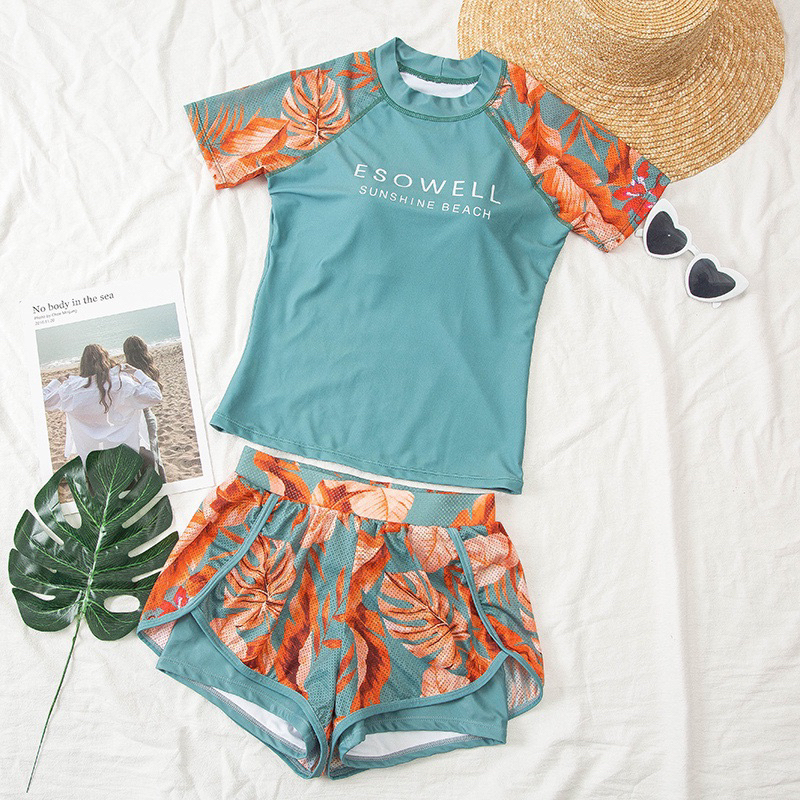 Bikini, Đồ bơi nữ ES05  áo ngắn tay + quần đùi phong cách, sành điệu