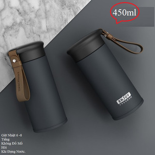 Bình nước giữ nhiệt ENJOY 450ml có quai đơn giản sang trọng, inox 304