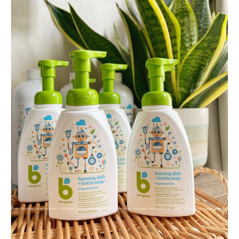 Rửa Bình Sữa và Chén Dĩa Hữu Cơ Babyganics Foaming Dish and Bottle Soap 473ml