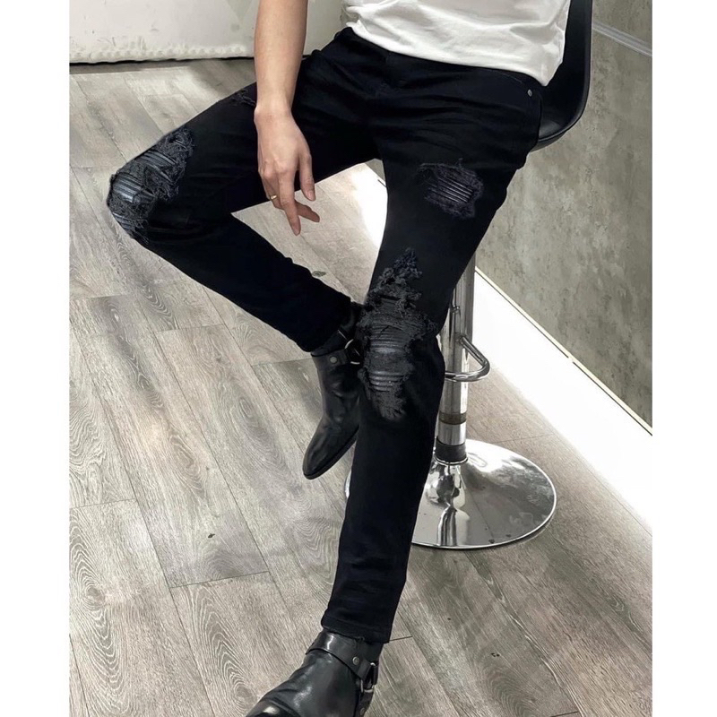 Quần jean AIMIRI vá da,Quần bò vá da nam hot 2022 S T O R E 1998