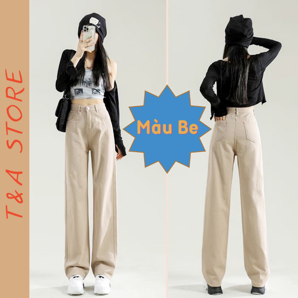 Quần suông nữ, quần kaki nữ ống suông SIÊU HẮC DÁNG bò cạp cao, quần jean kaki ống đứng mẫu A707