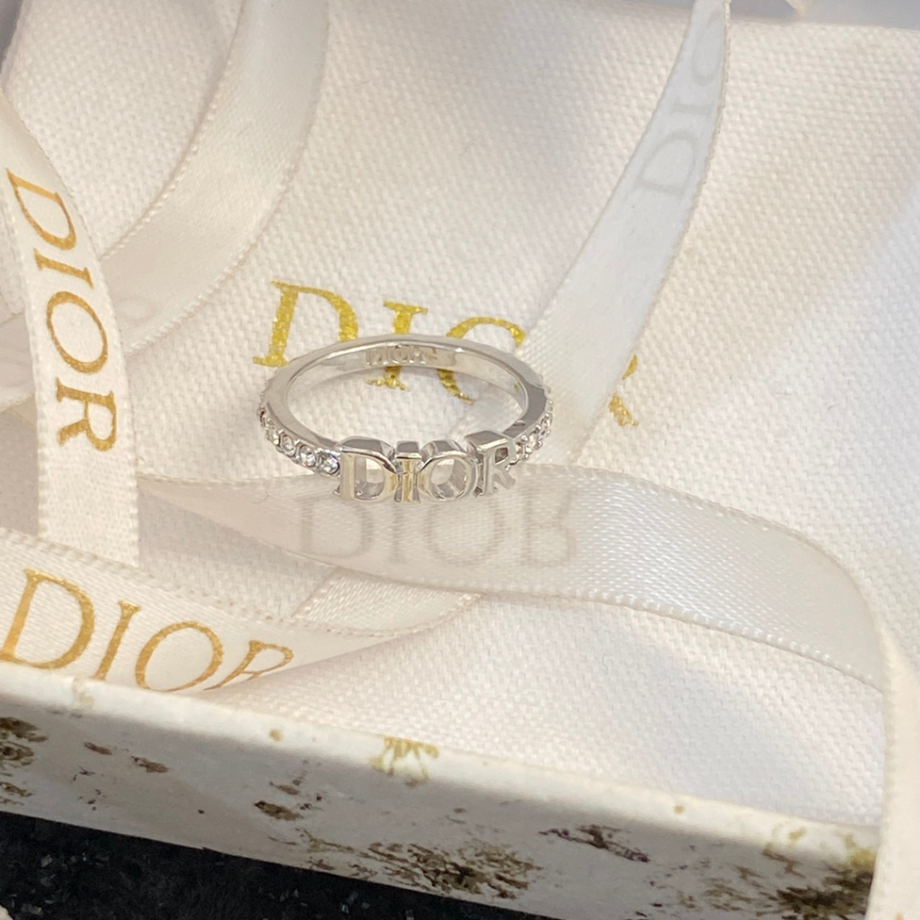 Nhẫn thời trang nữ Dior CD trang trí chữ logo đính đá sành điệu