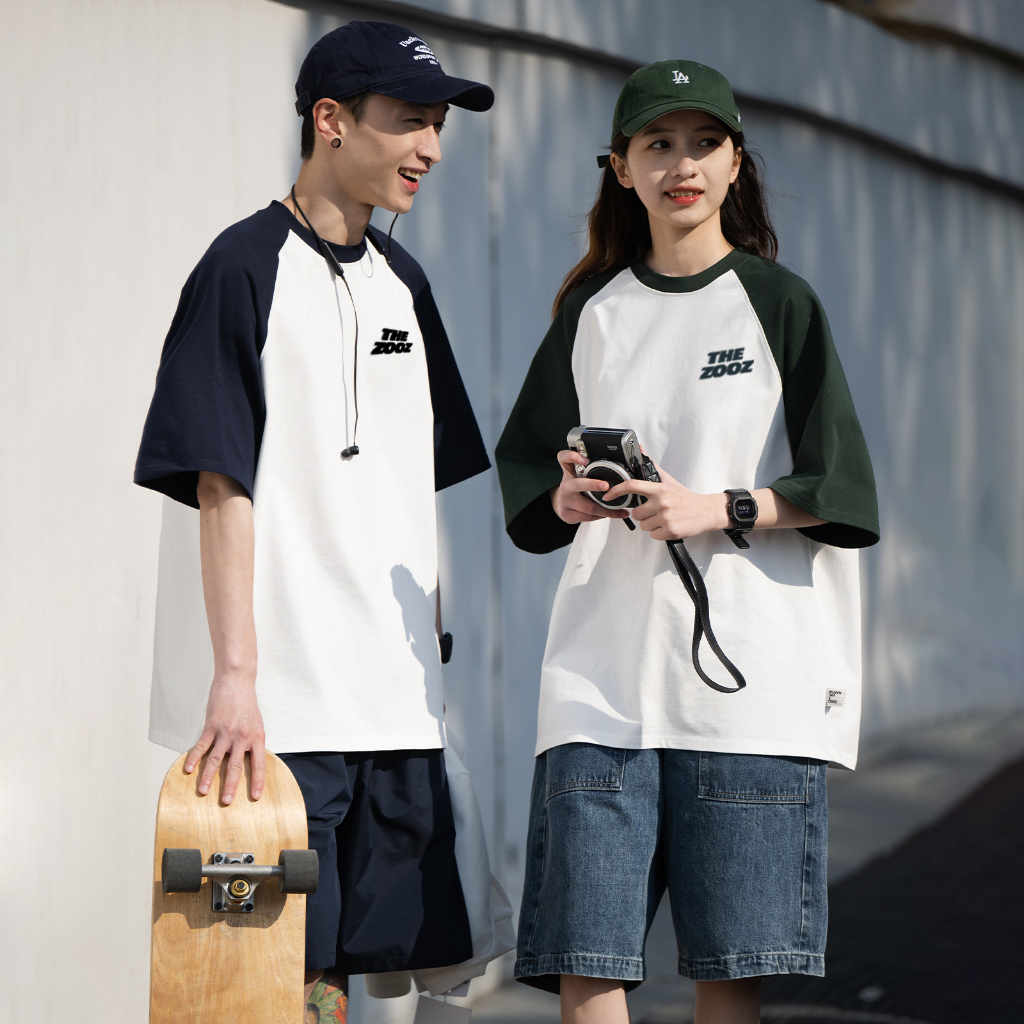 Áo thun RAGLAN tay lỡ oversized phối tay THE ZOOZ nam nữ unisex form rộng 100% cotton 255 gram TZ WOLFHEAD