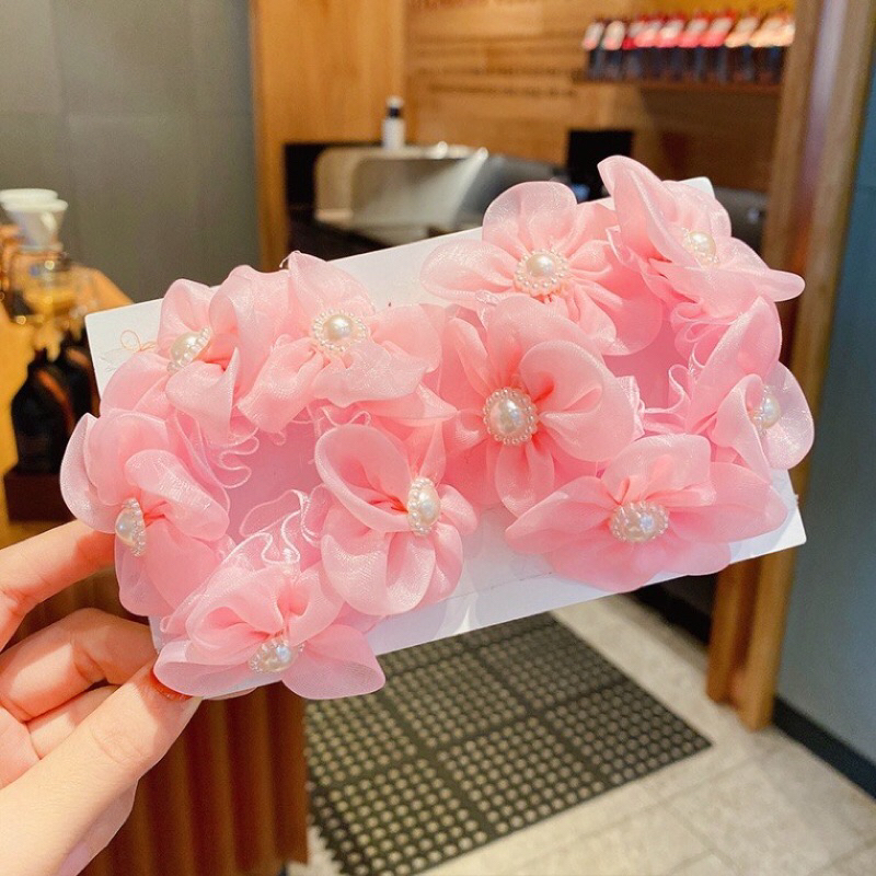 Dây cột tóc, dây bông hoa cho bé đi múa đính đá nhiều màu sắc