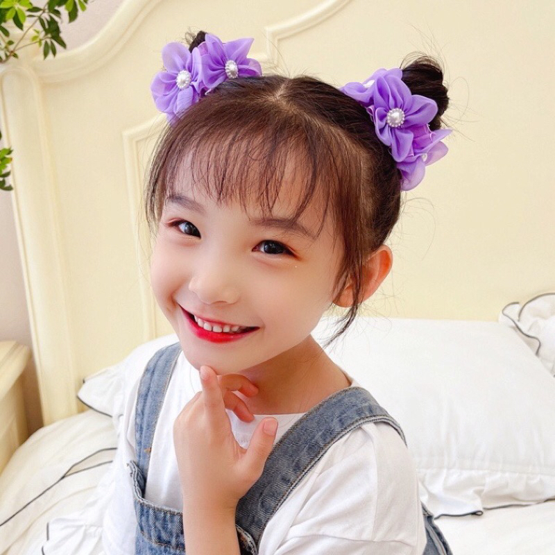 Dây cột tóc, dây bông hoa cho bé đi múa đính đá nhiều màu sắc