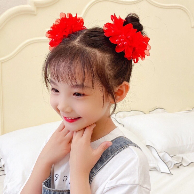 Dây cột tóc, dây bông hoa cho bé đi múa đính đá nhiều màu sắc